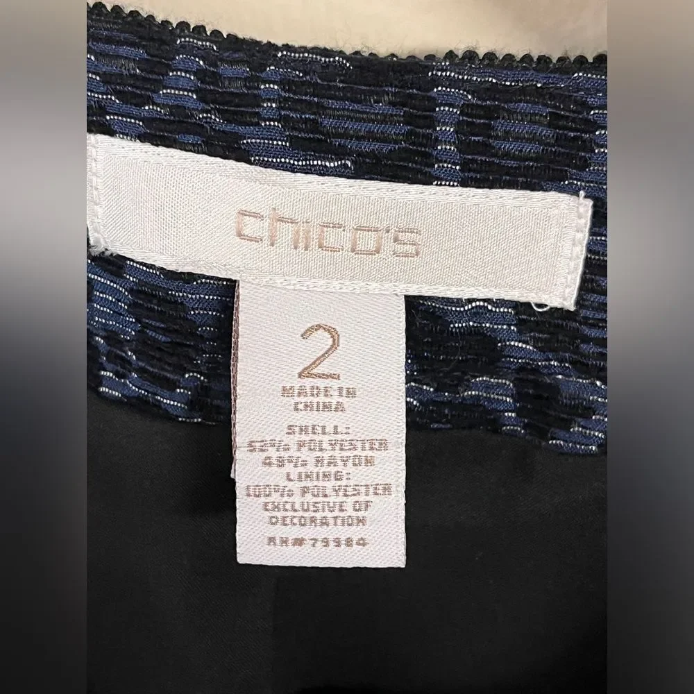 Chico’s Embellished Animal Print Jacquard Short Jacket Blazer Sz 2